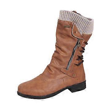 Stivali da donna vintage invernali con cerniera a metà polpaccio, stringati, slip-on, scarpe da donna retrò, 4,5 (35)