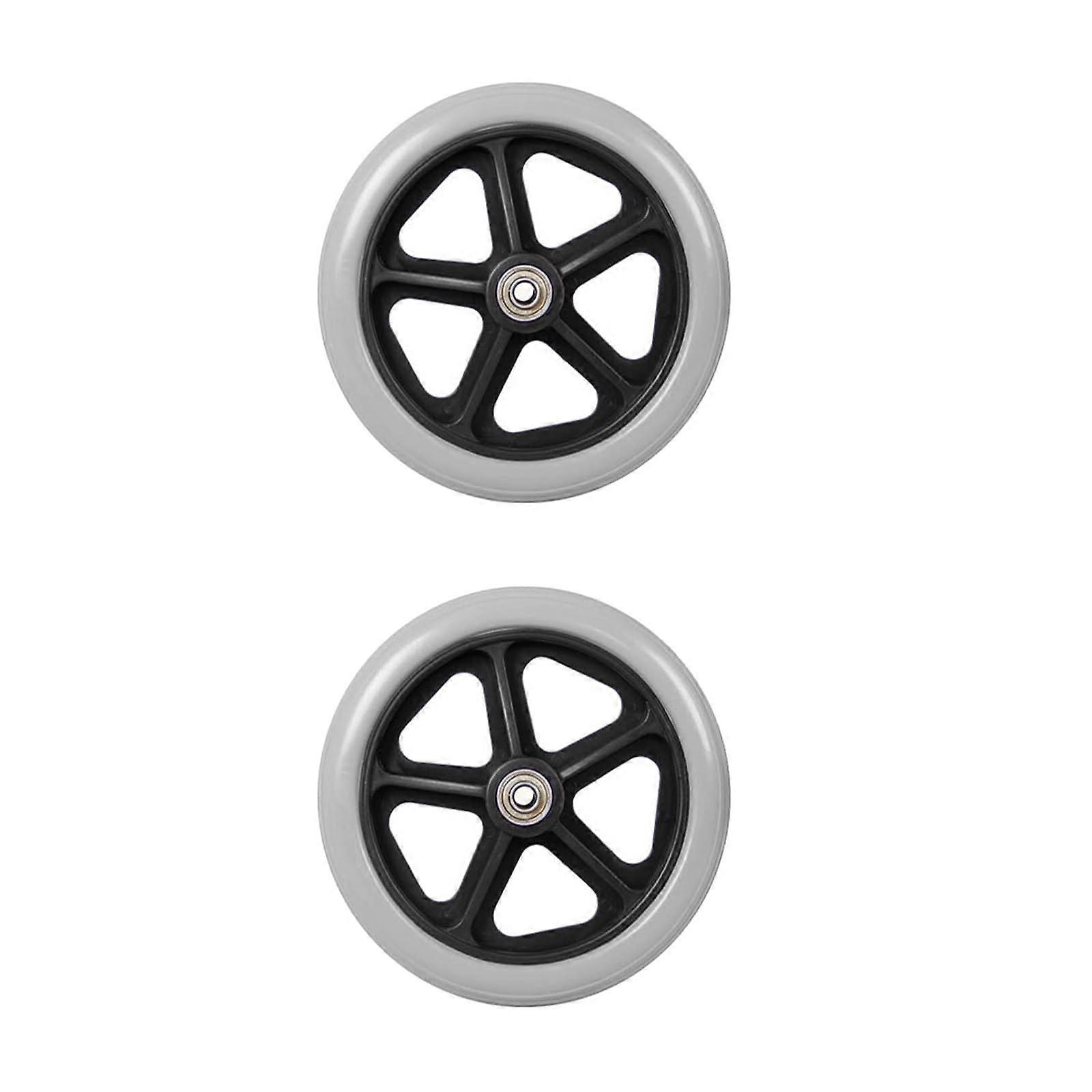 6 Inch Solid Gray Wheelchair Front Caster Wheels with Bearings, Replacement Pair