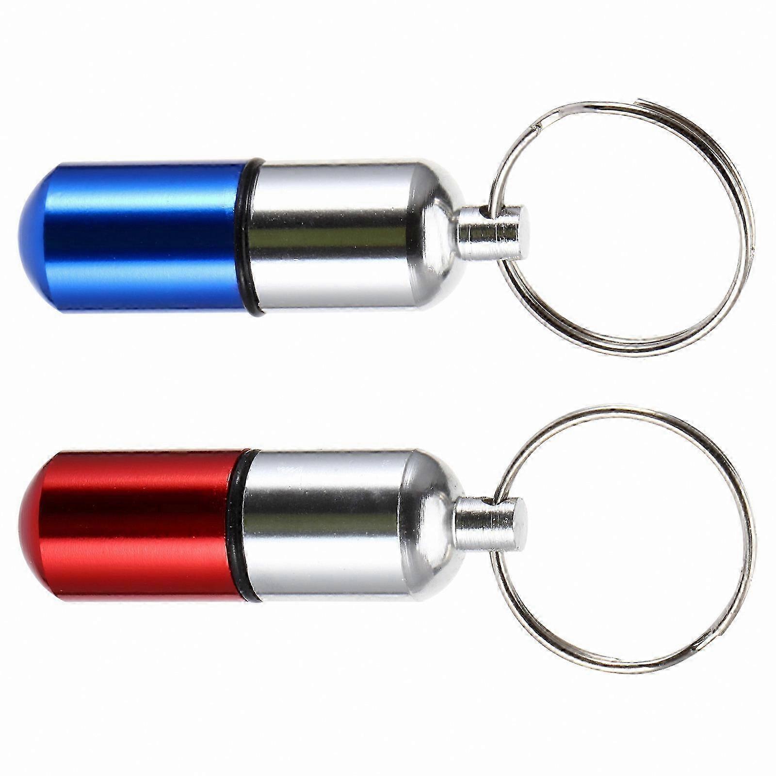 Waterproof Pill Keychain 2 Pack Red for Medication Storage on the Go