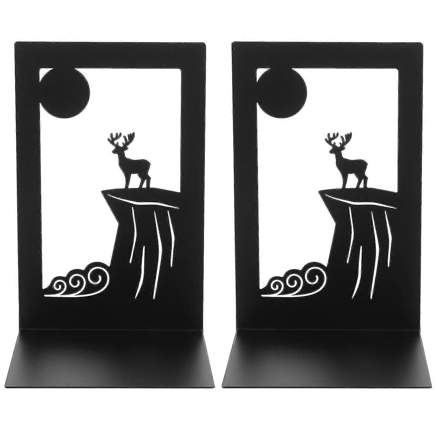 2pcs Unique Cliff Deer Pattern Bookends for Home & Office