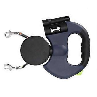 Retractable Double Dog Leash with LED Lights, Reflective Straps and 360° Swivel for Night Walks