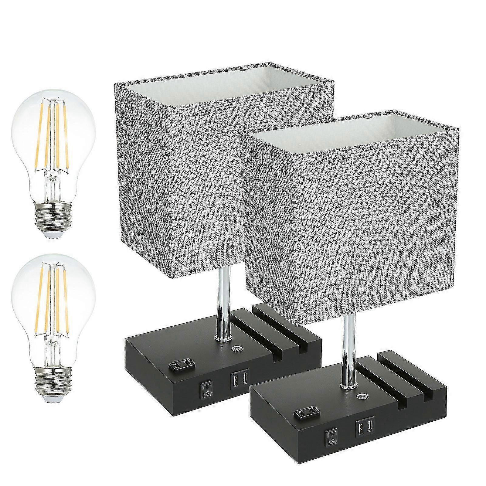 Touch Control Table Light 2 USB 1 Outlet Dimmable Nightstand