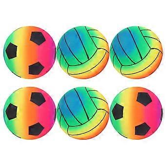 6 stuks opblaasbare strand- en zwembadballen voor kinderen, kleurrijk PVC-speelgoed (willekeurige stijl)