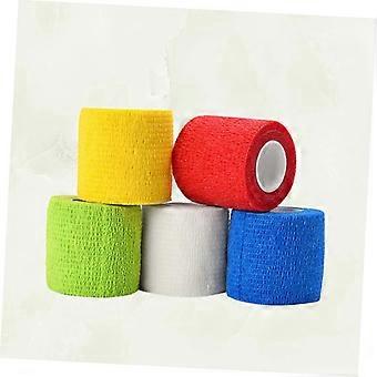 Cinco rollos de cinta adhesiva no tejida para mascotas, vendas elásticas, aptas para gatos y perros, de 5 cm de ancho, colores surtidos, ideales para primeros auxilios.