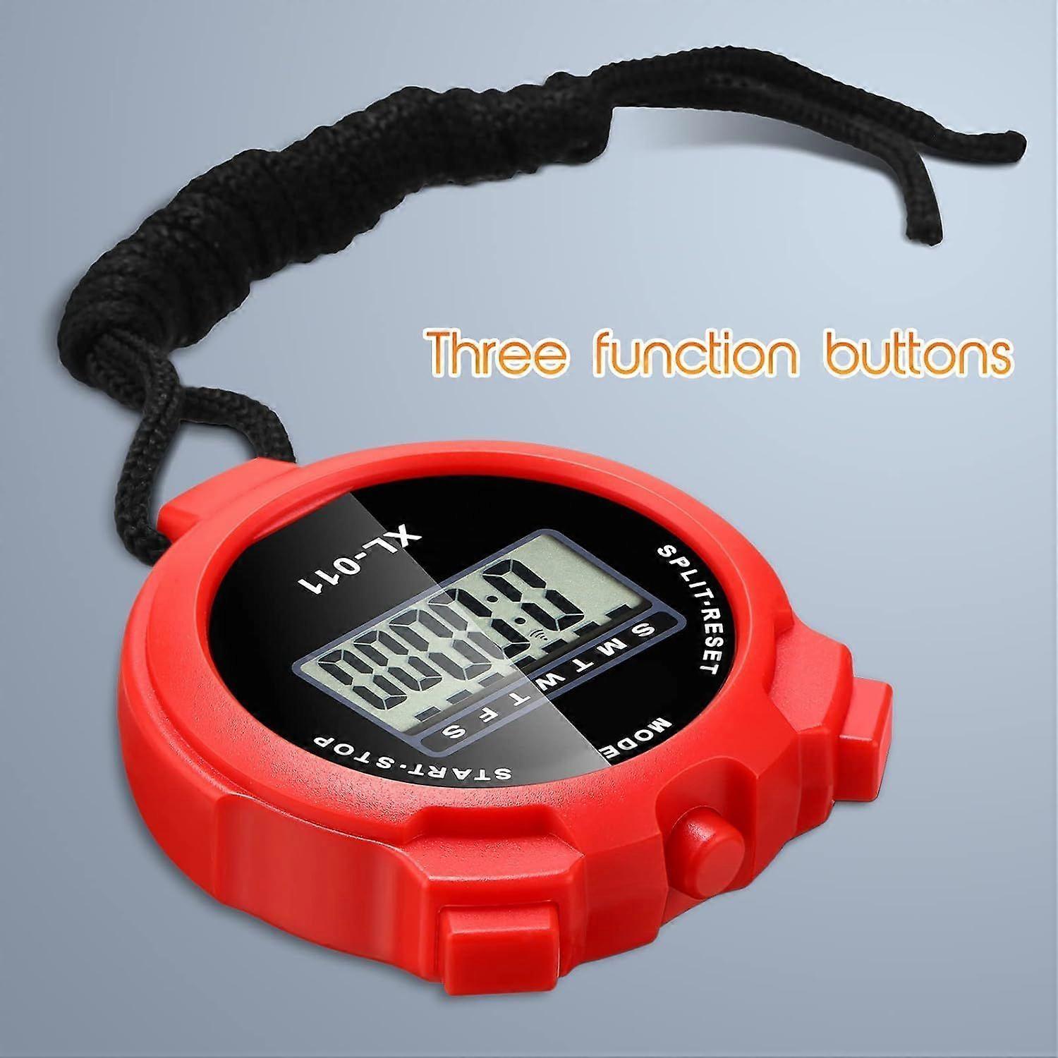 Digital Sports Stopwatch-Timer - Large Display, Interval Training (Red)