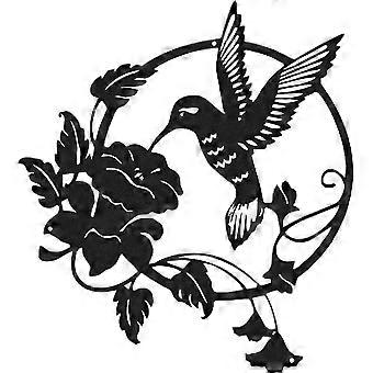 Metal Bird Silhouette Wall Decoration, Round Wall Hanging, 25cm
