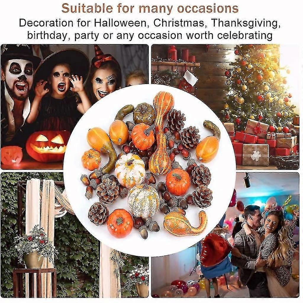 Artificial Pumpkins Autumn Decoration Set,maple Leaf,pumpkin And Gourd50pcs