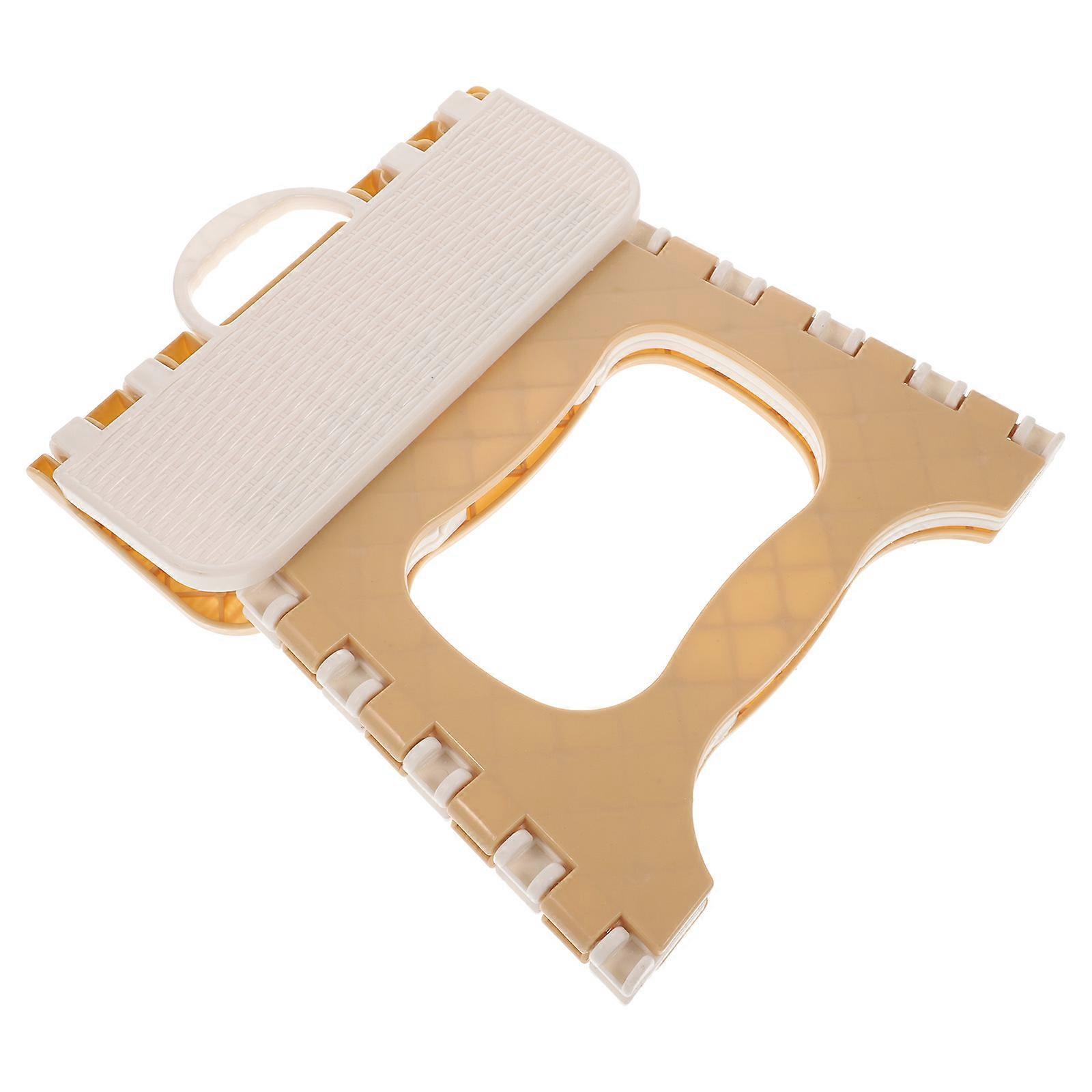 Plastic Folding Stool Bathroom Small Bench Portable Folding Stool - Size Large (Beige)
