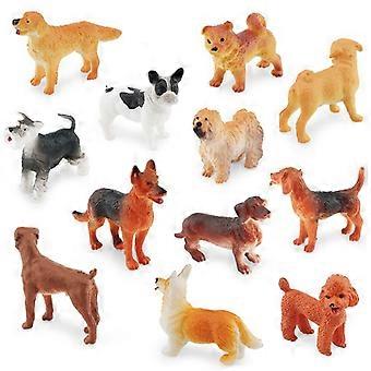 12Pcs Miniature Dog Figurines, Realistic Plastic Puppy Figures Set, Animal Toys for Kids, Dog Breed Collectible Figurines, Perfect for Decoration, Par