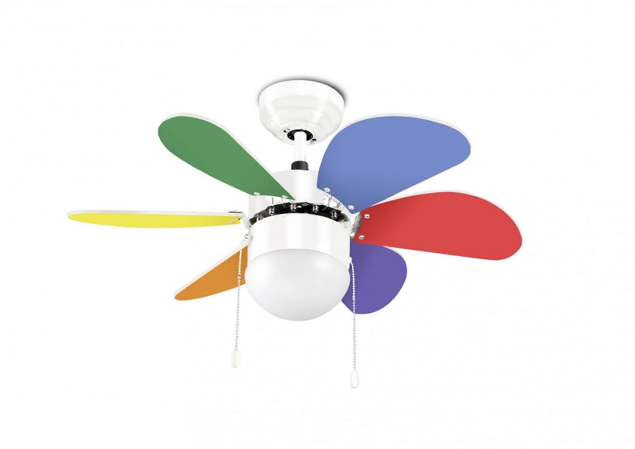 Ceiling fan Boracay Multicolor with light and pull cords