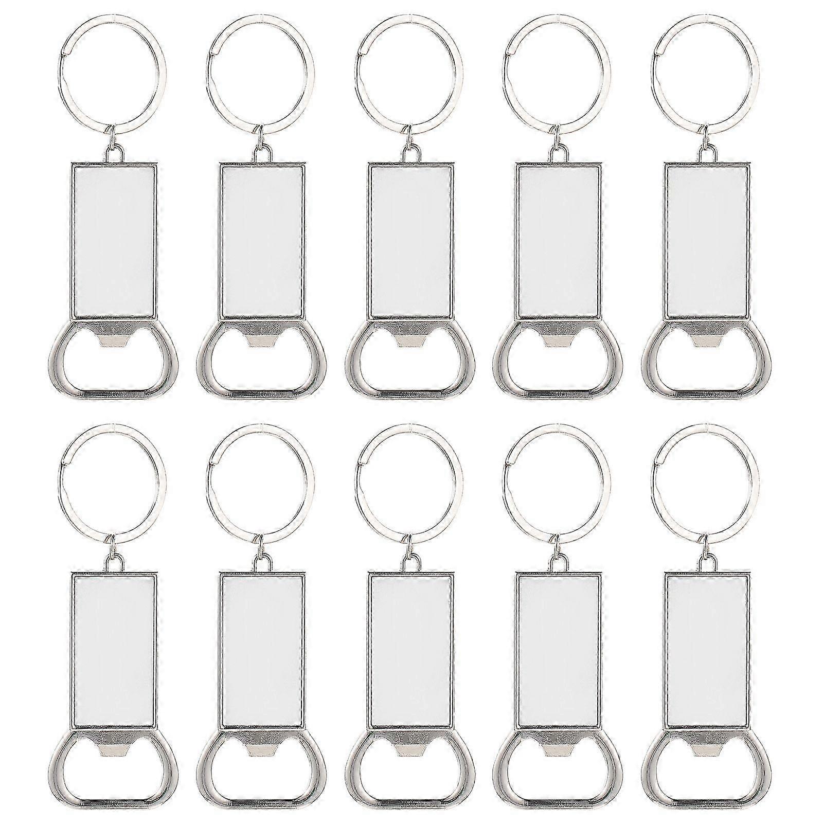 10Pcs Decorative Beer Openers Delicate Blank Keychains Multi-function Key Chains Key Accessory
