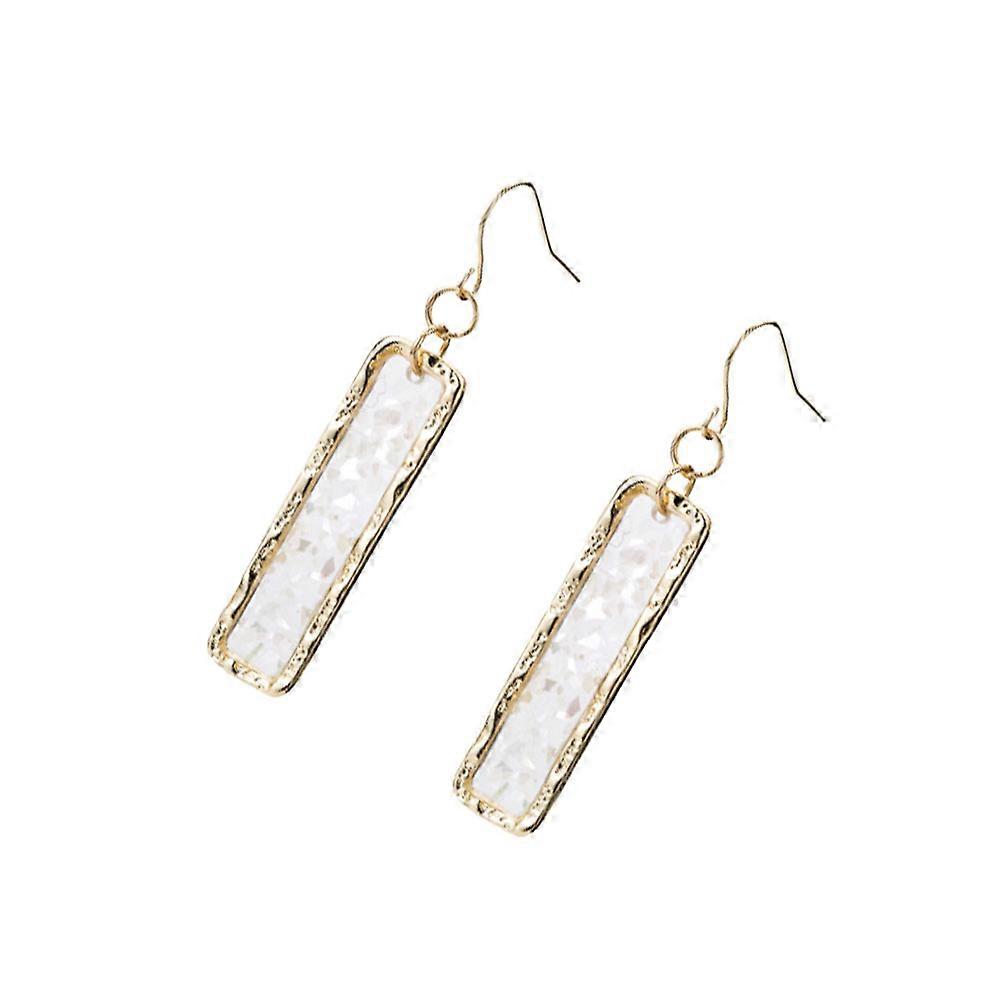 White Rectangular Earrings for Decoration 1Pair Stylish Copper Shell