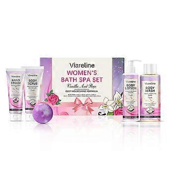 Womens Scented Bath Gift Set  Body Wash, Lotion, Scrub, Hand Cream & Bath Ball (5-Piece)