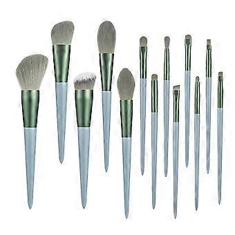 13PCS Makeup Brush Set Soft Synthetic Fiber Face Eye Brushes Green Cosmetic Kit