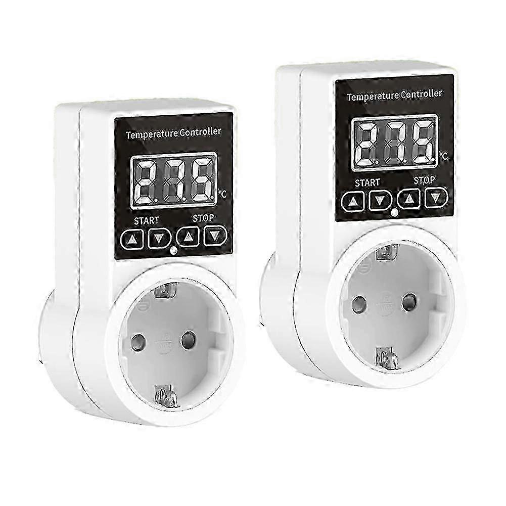 2pack Thermostat Socket with Sensor, Digital Temperature Controller Socket, Waterproof Temperature Switch EU Plug