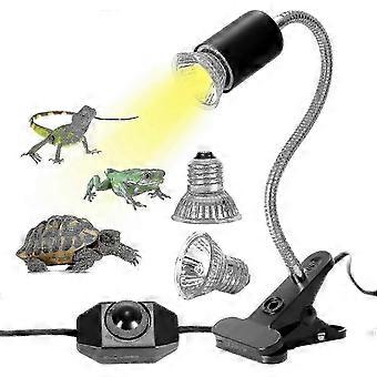 Reptile Heat Lamp Kit, 2 UVA UVB Bulbs 25W 50W, 360 Rotation, Compatible with Tortoise Lizard Snake Chameleon
