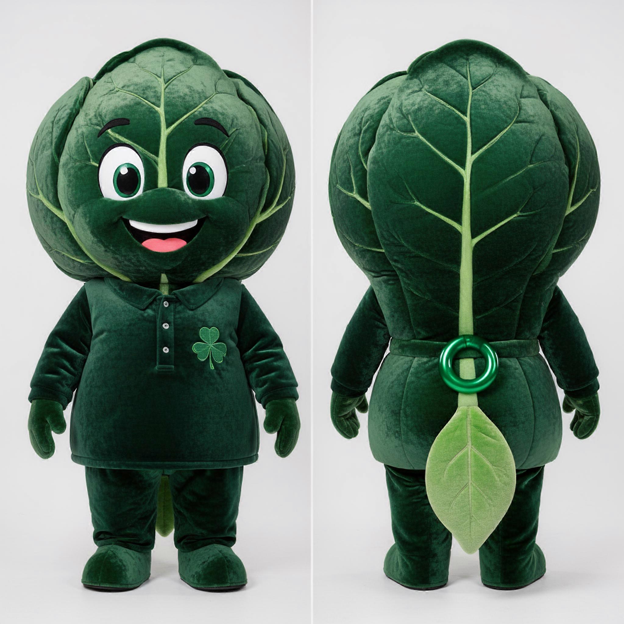 MASTICOT Emerald Green Broad Shouldered Cabbage Leaf Mascot