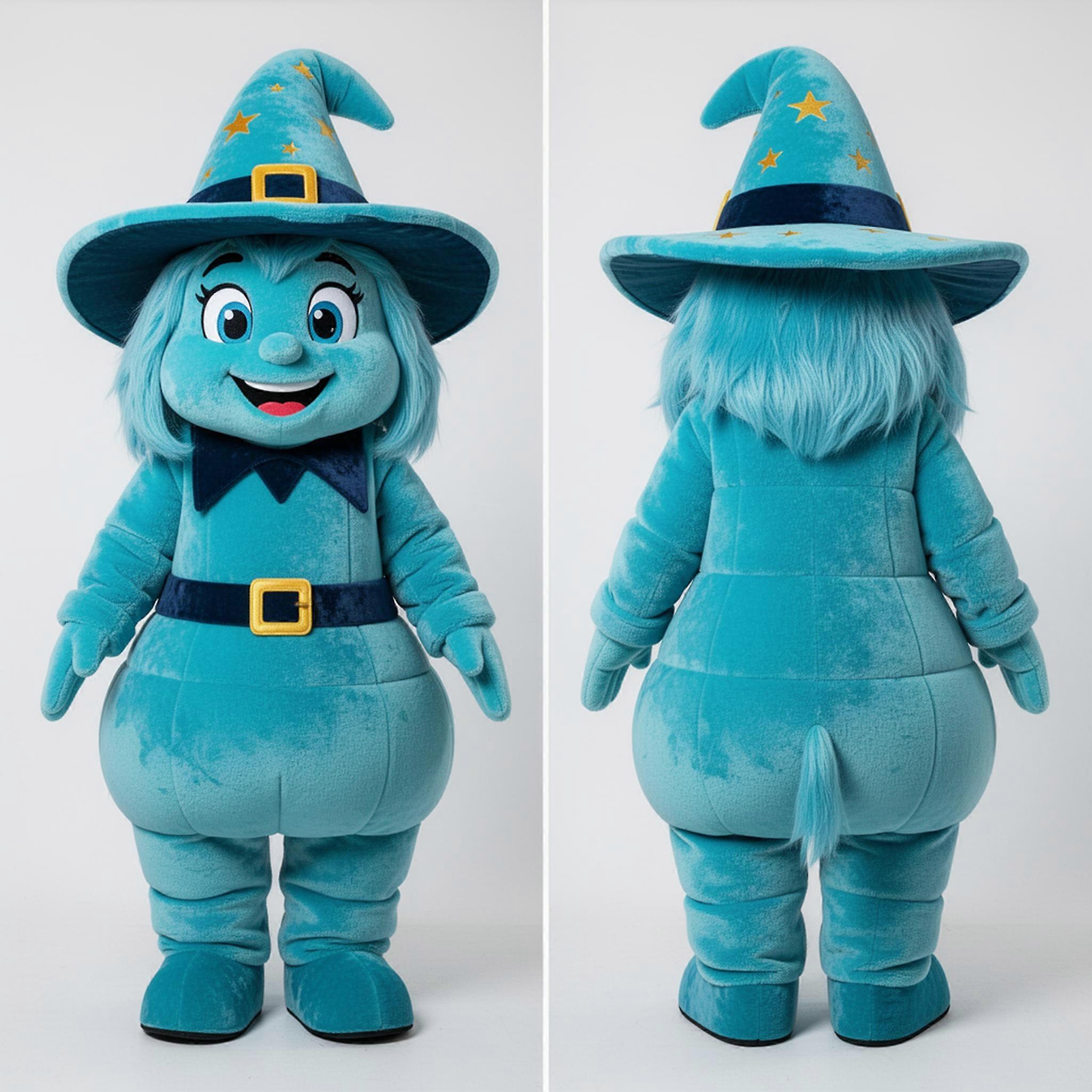 MASTICOT Cyan Velvety Witch Mascot