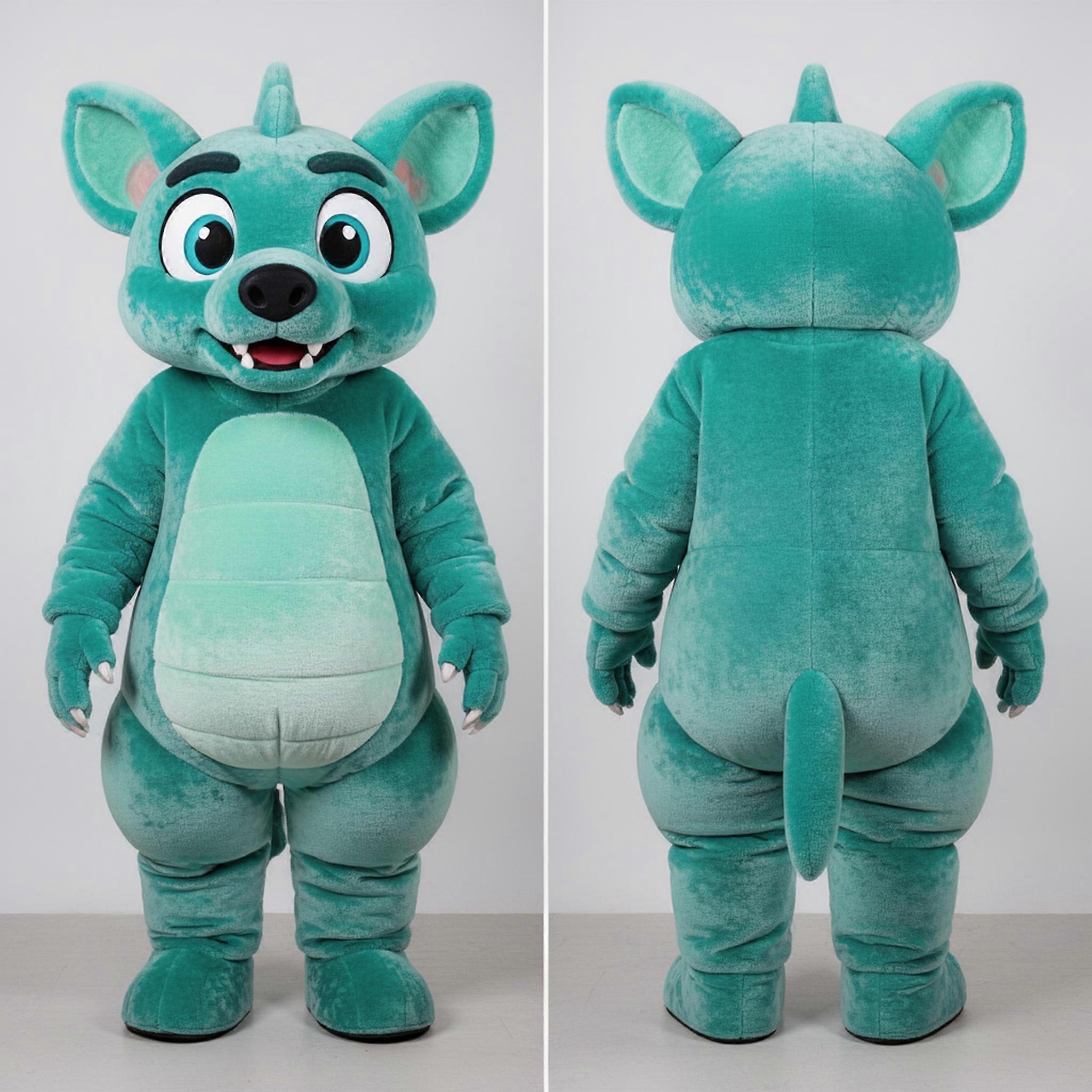 MASTICOT Teal Grinning Chupacabra Mascot