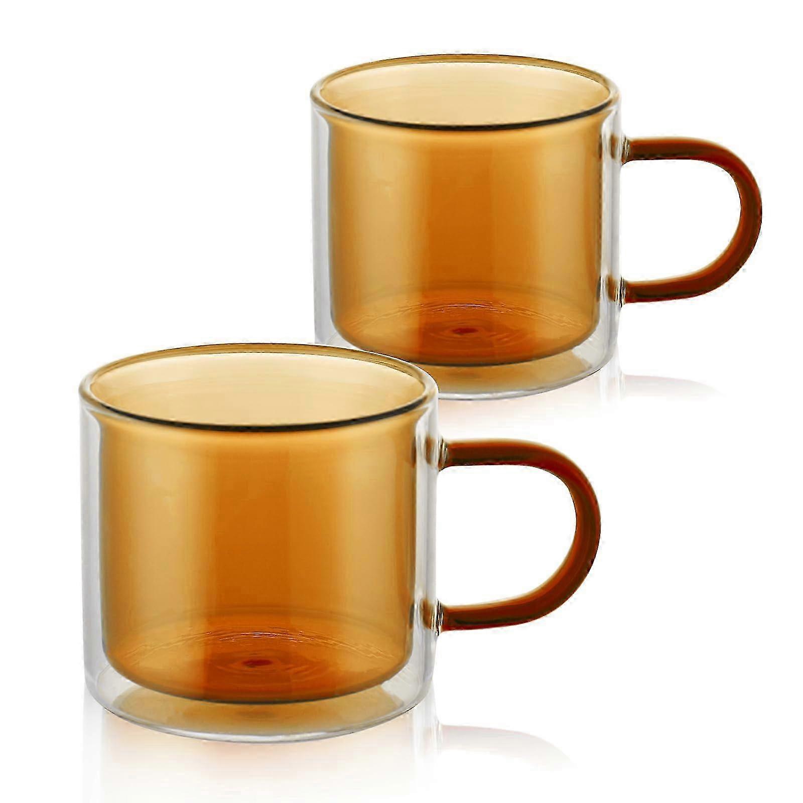 Borosilicate Double Wall Amber Coffee Mugs