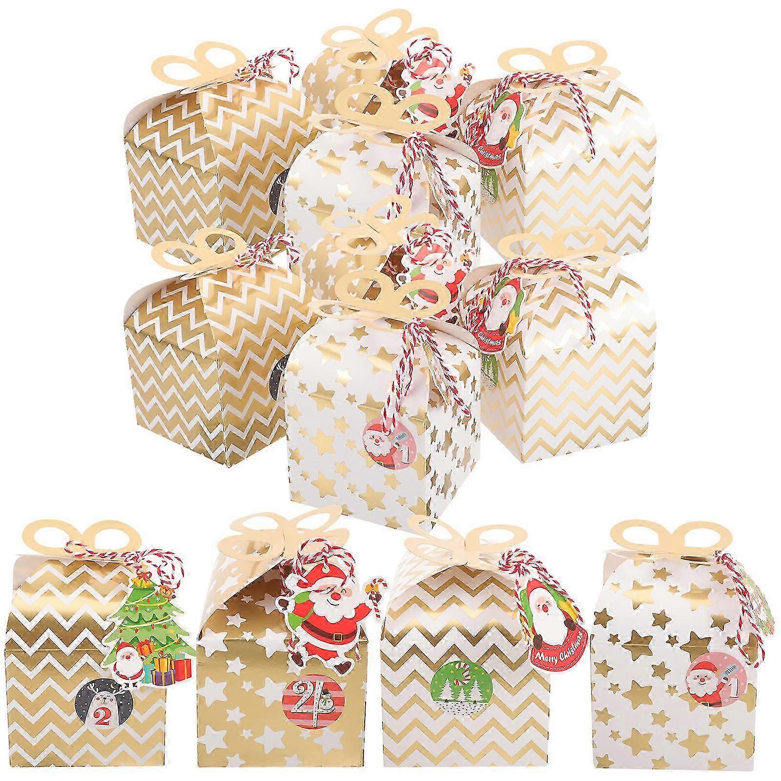 24Pcs Decorative Mini Present Boxes Paper Candy Cases for Christmas Gifting