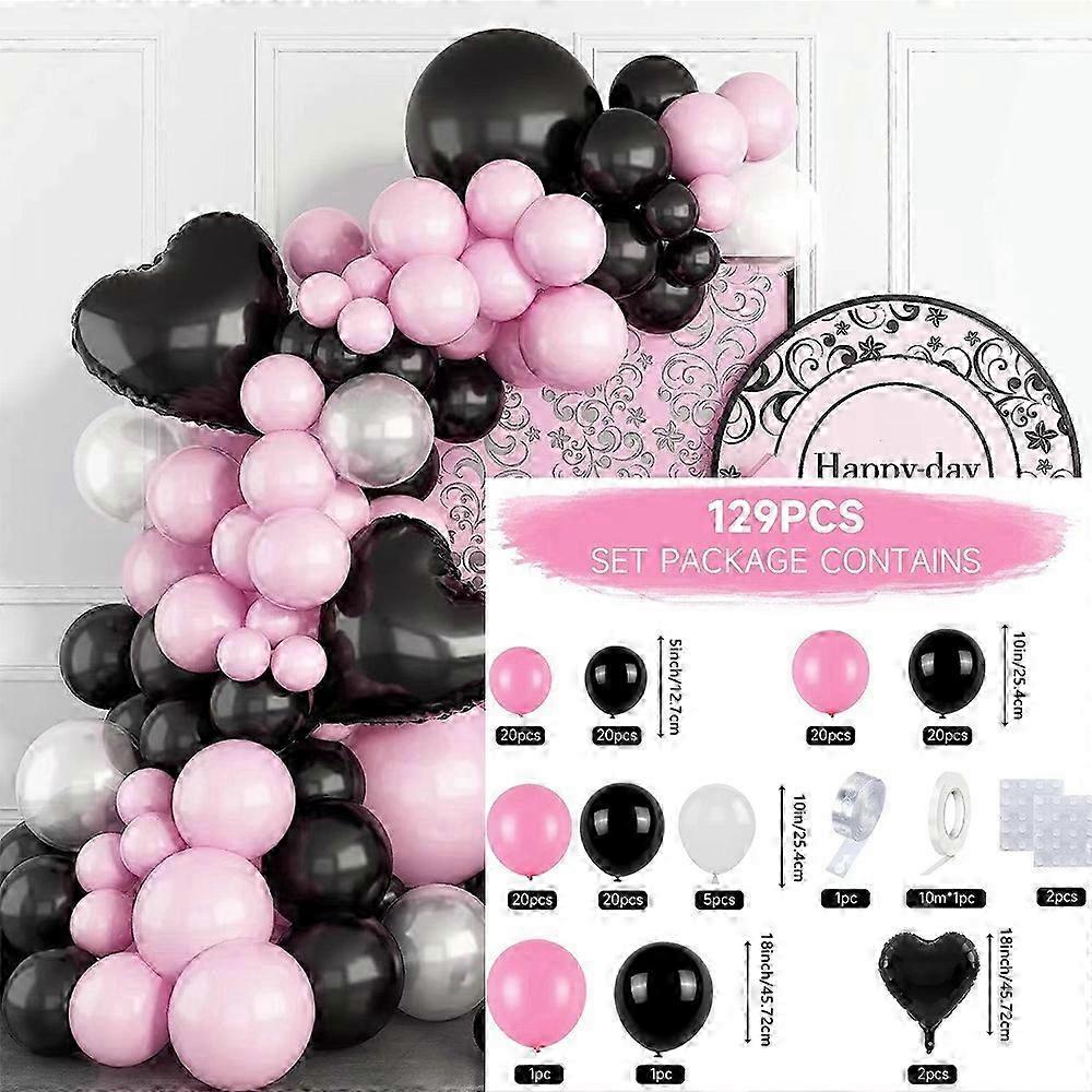 Pink Black Theme Balloon Arch Kit