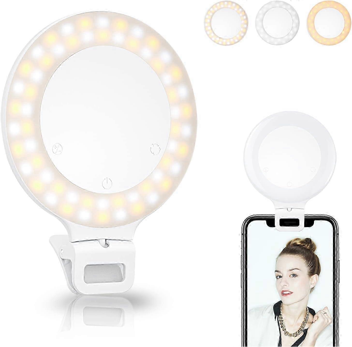 Selfie Ring Light,Touch Control, Rechargeable Circle Light with 3 Light Modes