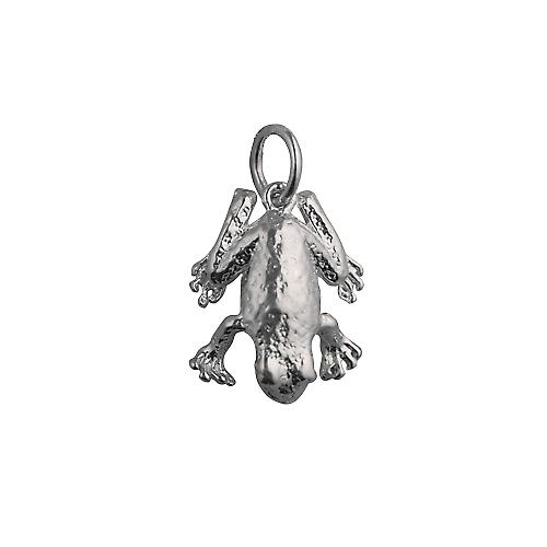 Silver 18x13mm solid Frog Pendant or Charm