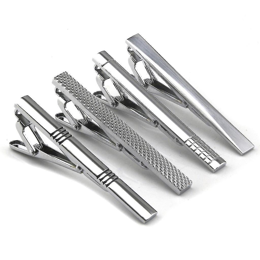Tie Clips For Men Classic Style Silver Tie Bar Set For Regular Ties