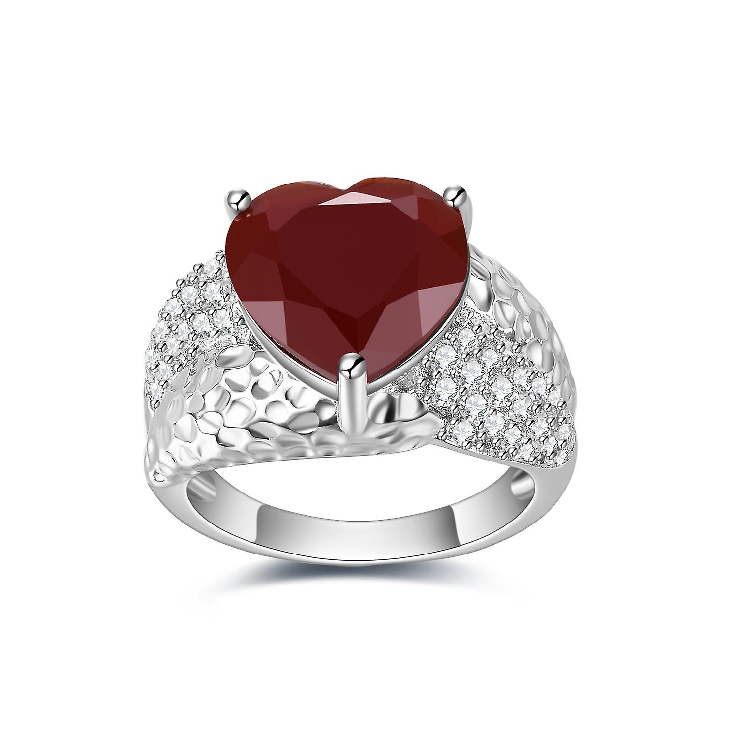 925 Silver Heart Natural Gemstone Ring
