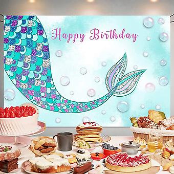 WADORN Banner Fotografico per Festa A Tema Sirena, Sotto Il Mare Sirena Festa di Compleanno Foto Porta Banner Sirena Sfondo Faccia Buffa Nel Buco Foto Prop per Gioco di Finzione Festa, 90x180cm