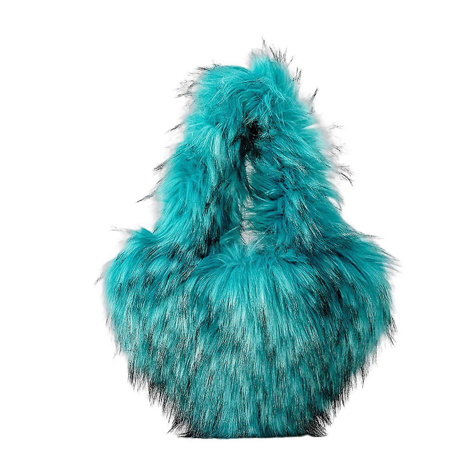 Satchel Tote Shoulder Handbag Vintage Fur Shoulder Bag With Heart Shape