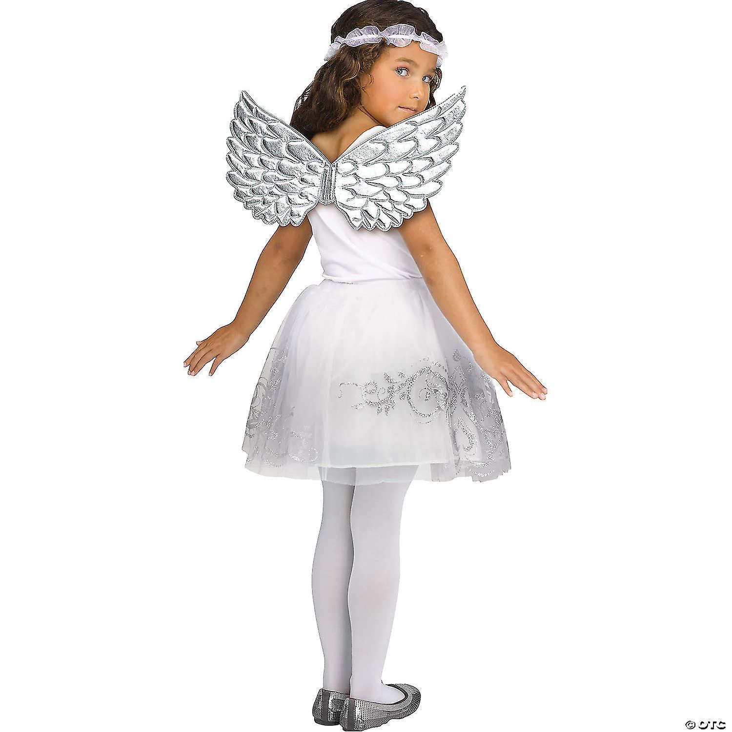 Kid's Metallic Silver Fabric Foam Wings Costume Accessory