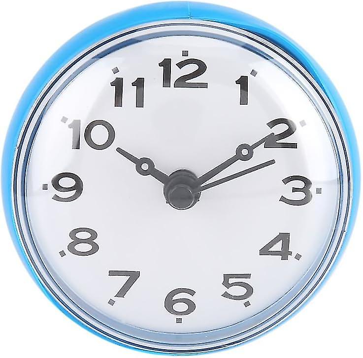 Suction Cup Waterproof Round Mini Wall Clock Decoration For Bathroom Kitchen(blue)