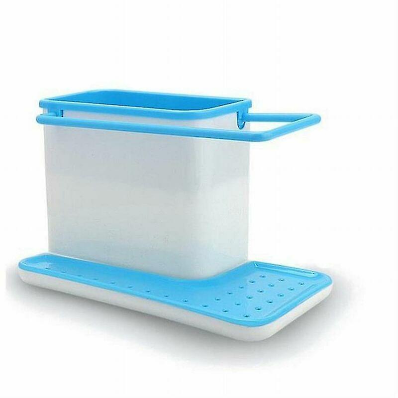 Sink Caddy, Kitchen Sponge Holder Soap Organizer Cloth Hanger, Multi-Purpose Sink Caddy,Blue,11