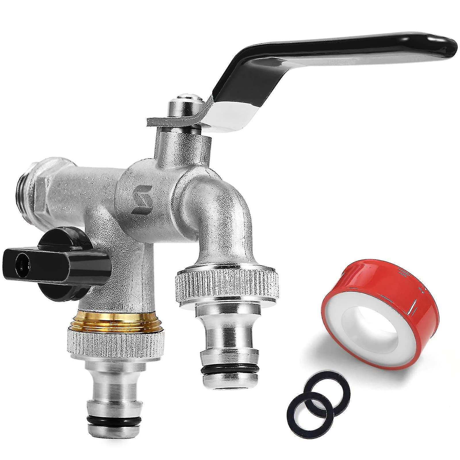 Robinet de jardin, robinet à double sortie 1/2 pouce, en laiton, pour le jardin, machine à laver