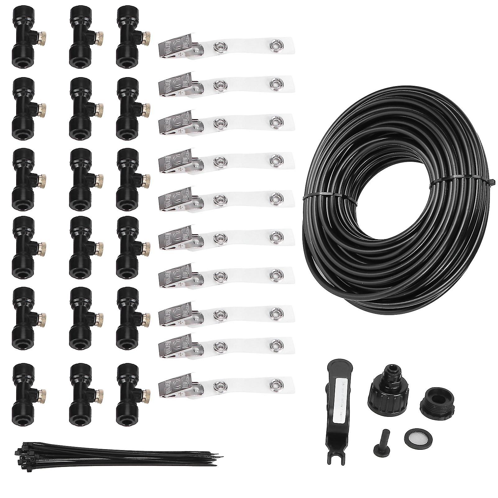 Misting System 19M Garden Irrigation System Garden Mist Watering Kits with Low Pressure Brass Sprinkler Head
