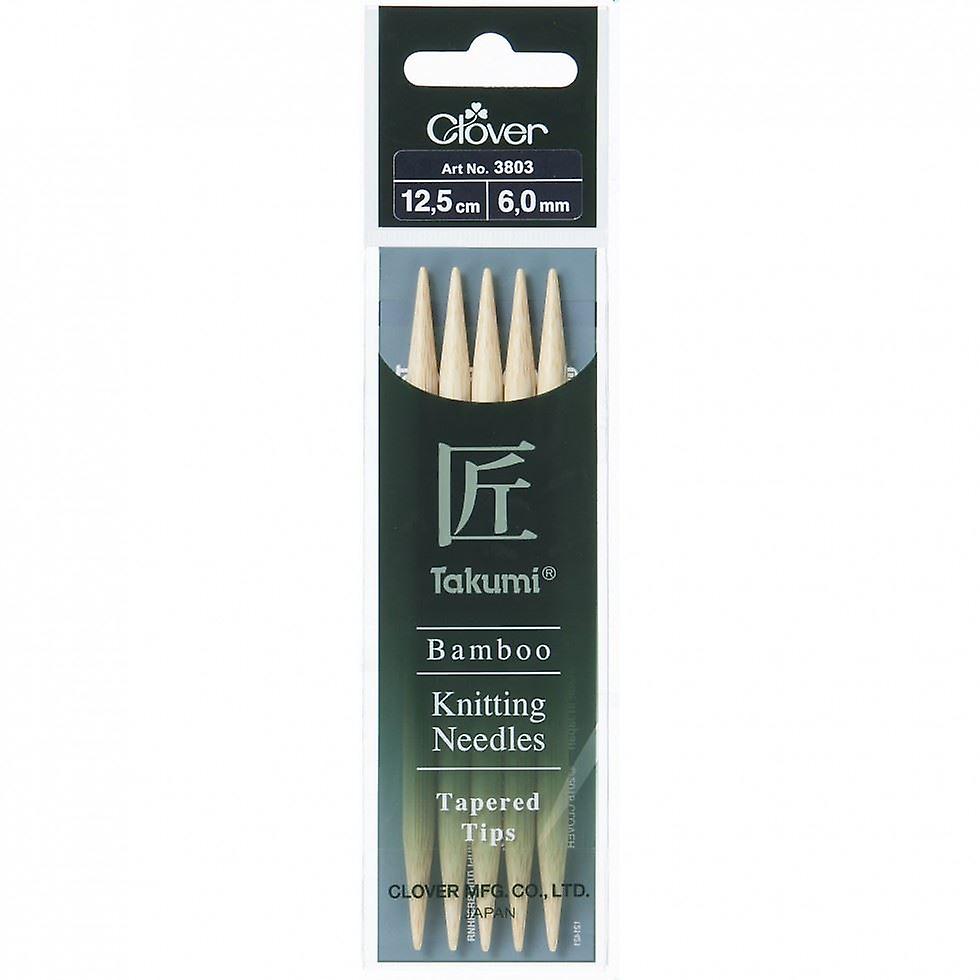 Clover 12.5 cm Bamboo Double Point Needles - Size 6 mm - per pack of 5
