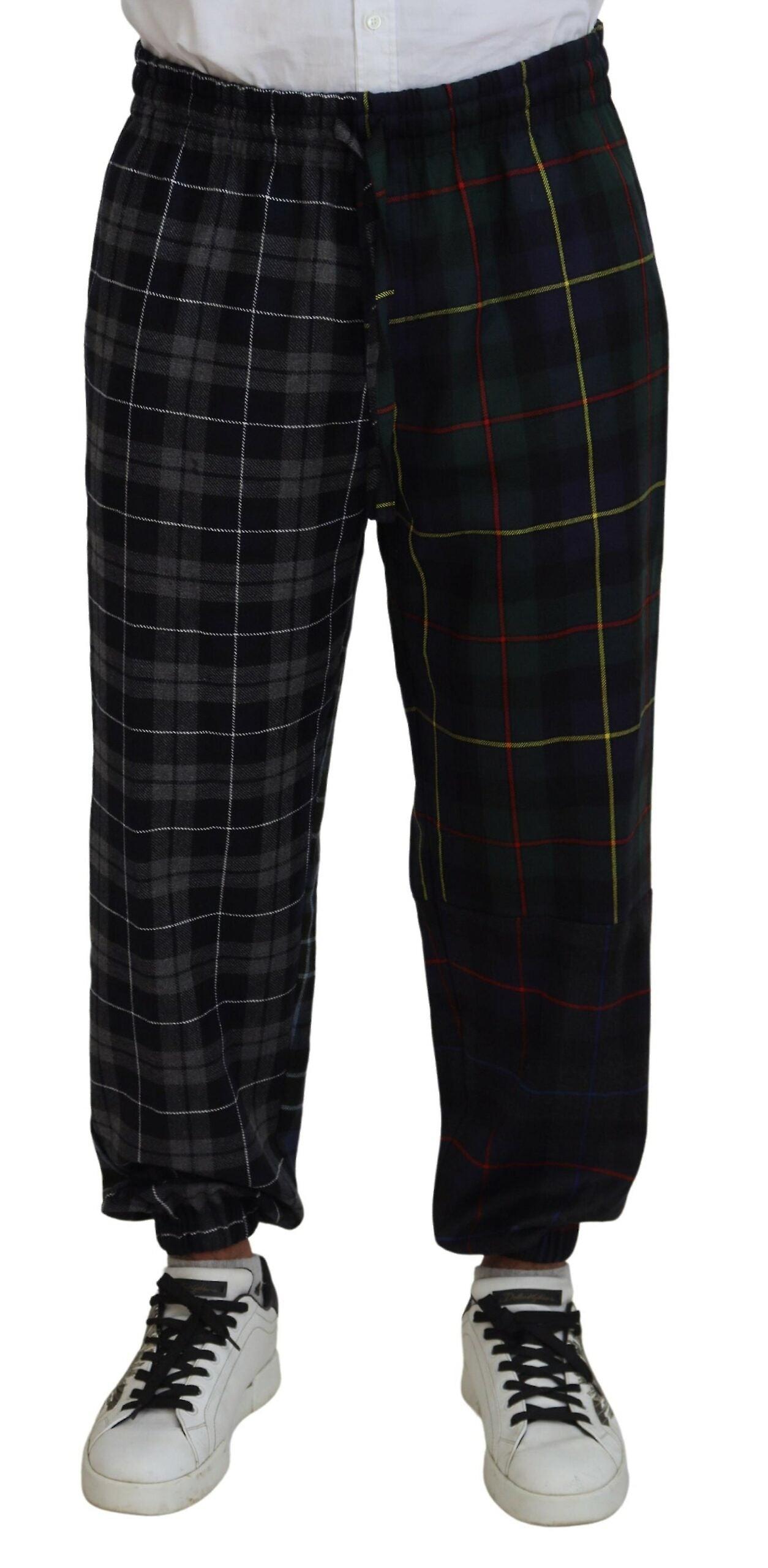Dolce & Gabbana Multicolor Checkered Wool Men Jogger Pants