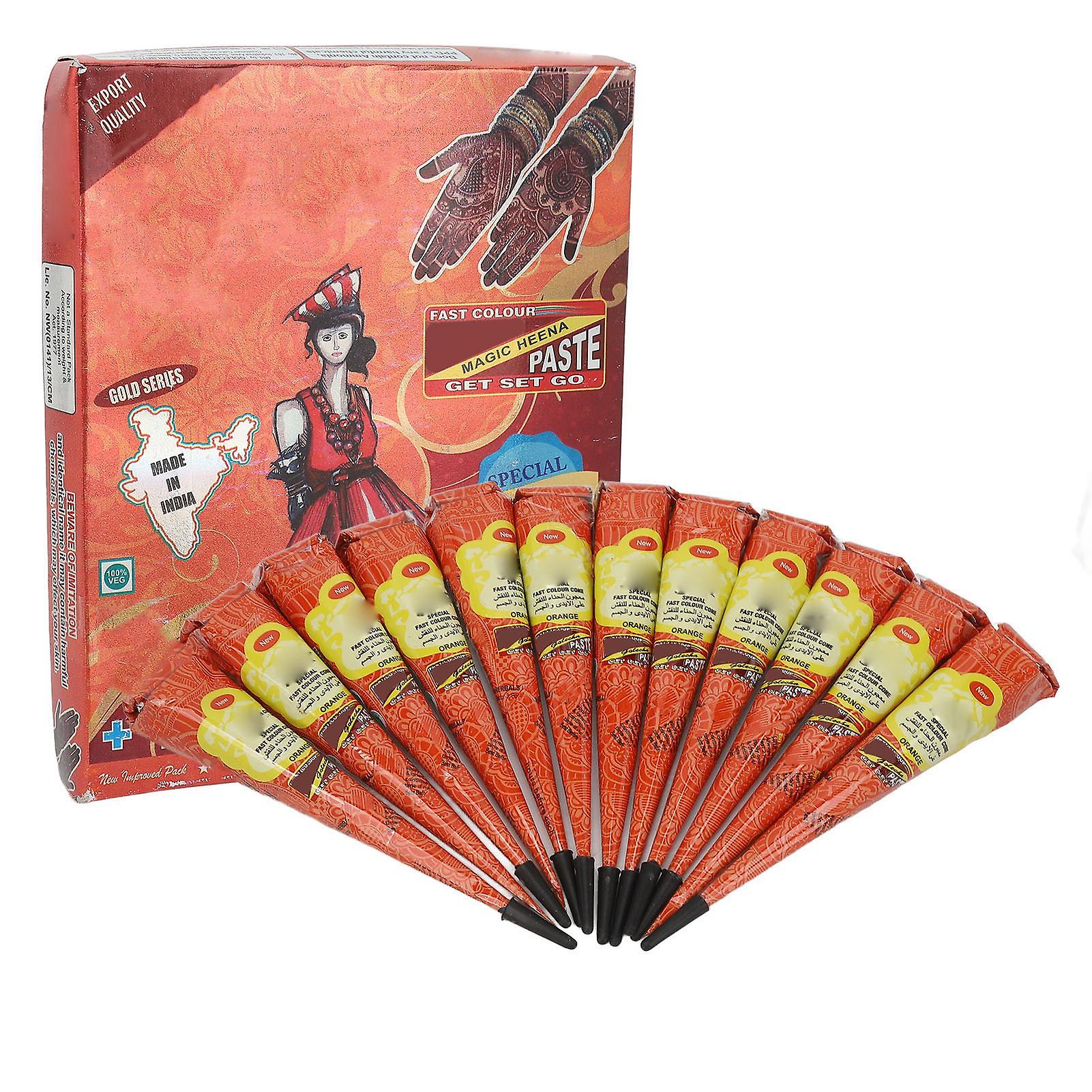 12pcs Drawing Tattoo Paste 10.6oz Sweat Proof Fast Coloring Tattoo Paste Cone Orange