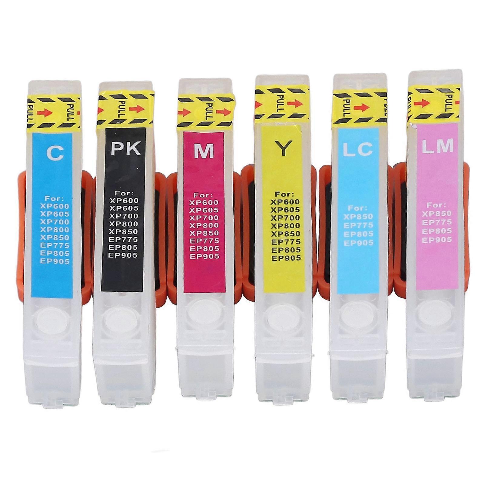 Ouitble Ink Cartridge Ink Cartridge Replacement Set, 6 Pcs Reusable Black Cyan Magenta Yellow Light Cyan Light Magenta Printer Refill T2431 T2432