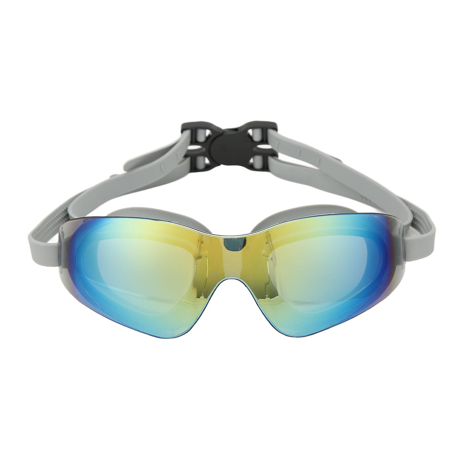 Swimming Goggles Anti Fog No Leaking Silica Gel Swim Glasses with PC Mirror for Men and Women Grey