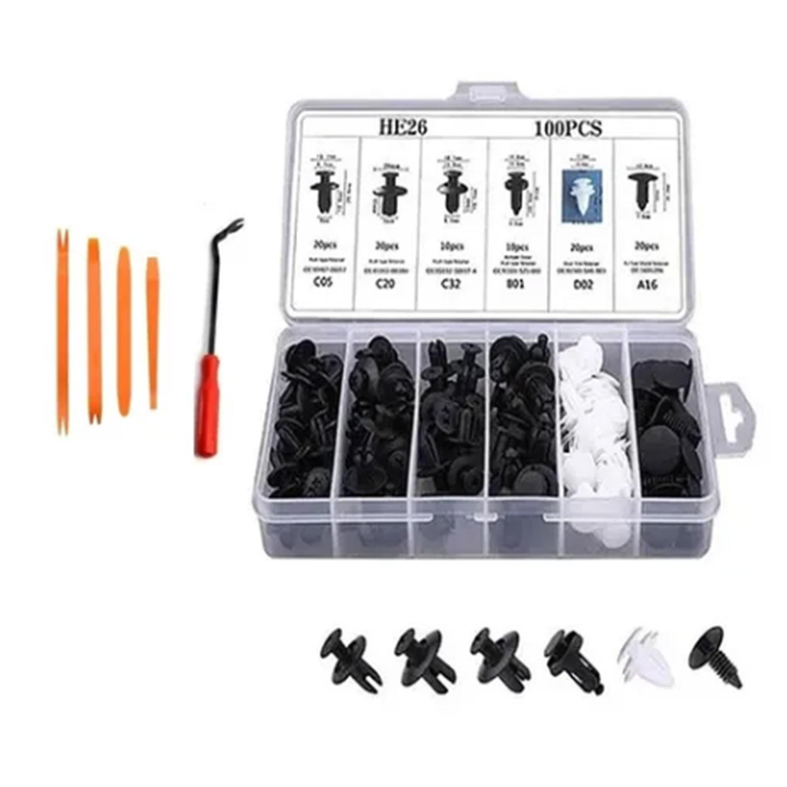 Plastic rivets for car bumper - 100pcs push retainer clips set