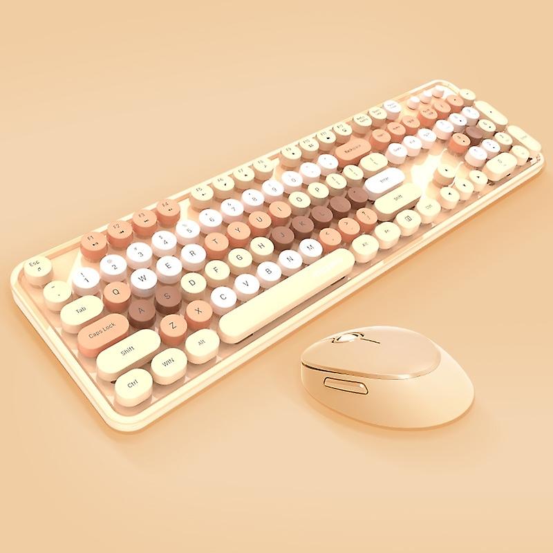 Keyboard and Mouse Set, Colour: White Pink Ordinary Version Milk Tea Mixed Color