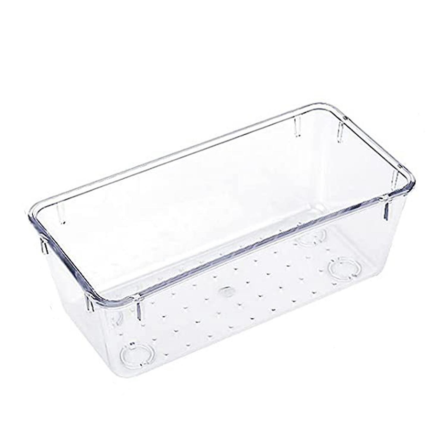 OuZhan Transparent Drawer Storage Box Clear Acrylic Drawer Organizer Drain Holes Drawer Storage Tray