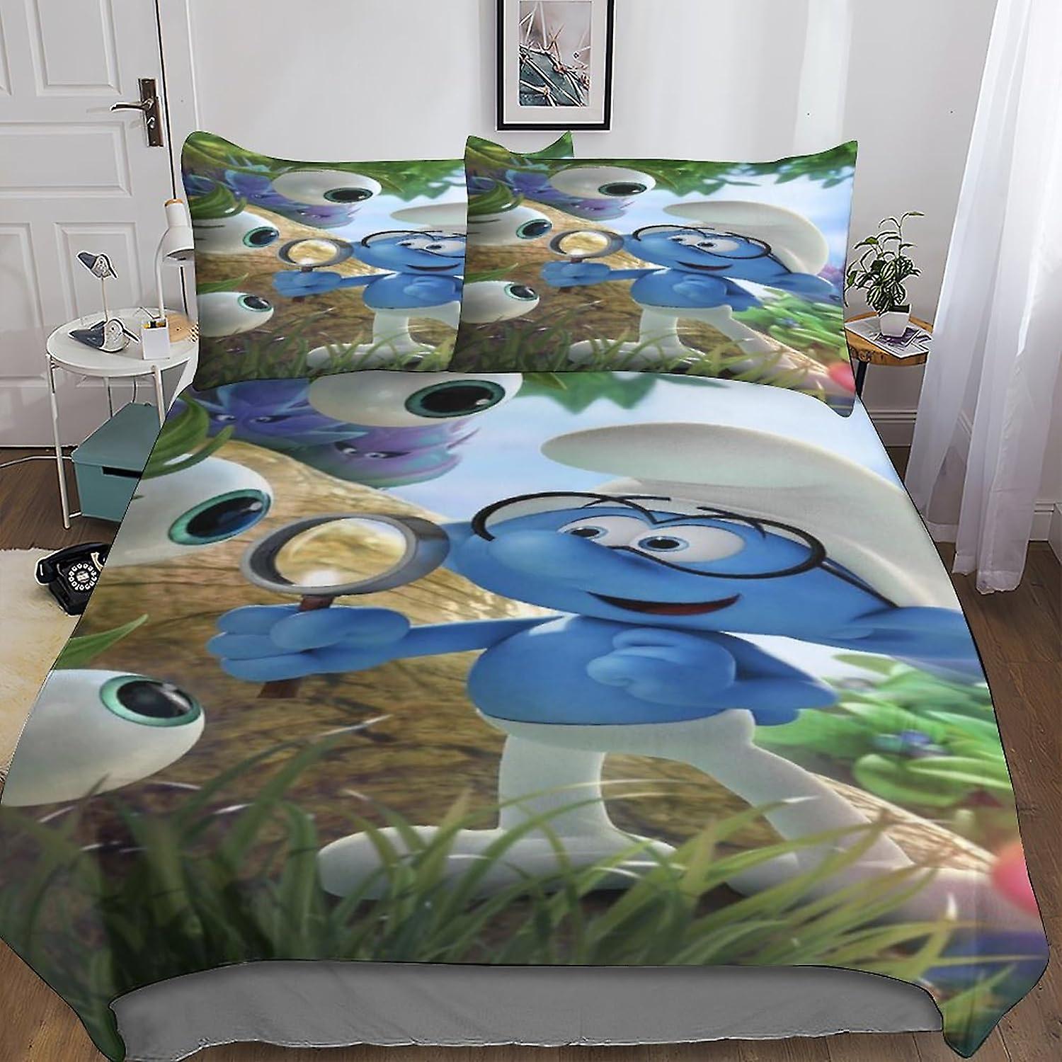 EKENOZ The Smurfs Bedding Set Duvet Cover Set with Zipper Closure ...