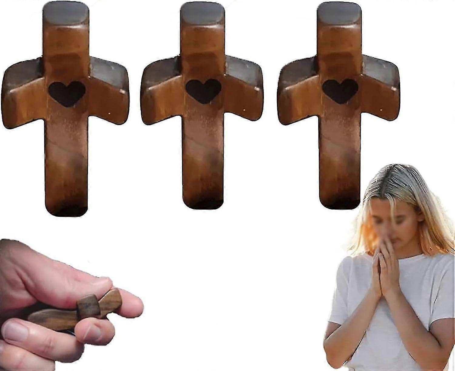 Soutien émotionnel Croix Mon Cœur Cadeau D’encouragement, Croix De Poche Mon Cœur Cadeau, Croix En Bois Tenue À La Main À Transporter Dans Un Sac - Youa