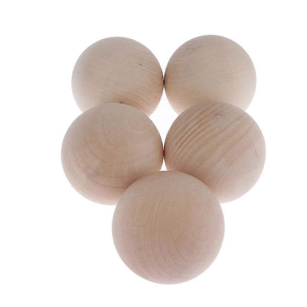 Lot de 5 boules en bois de hêtre massif naturel pour loisirs créatifs, 60 mm