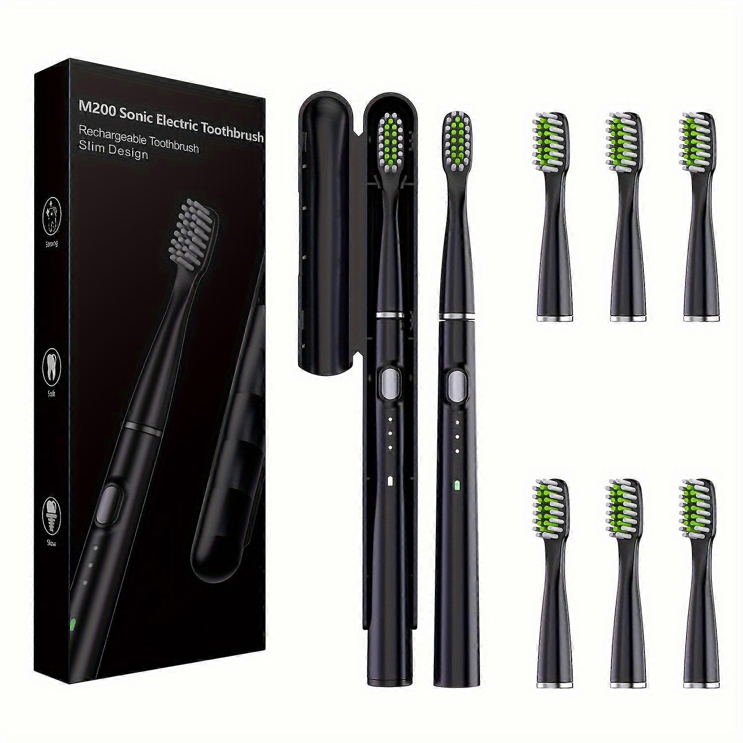1pc Slim Sonic Electric Toothbrush Rechargeable Sonic Toothbrush With 5 Modes 6 Replacement Brush Heads Waterproof Sonic Automatic Tooth Brush For Adu