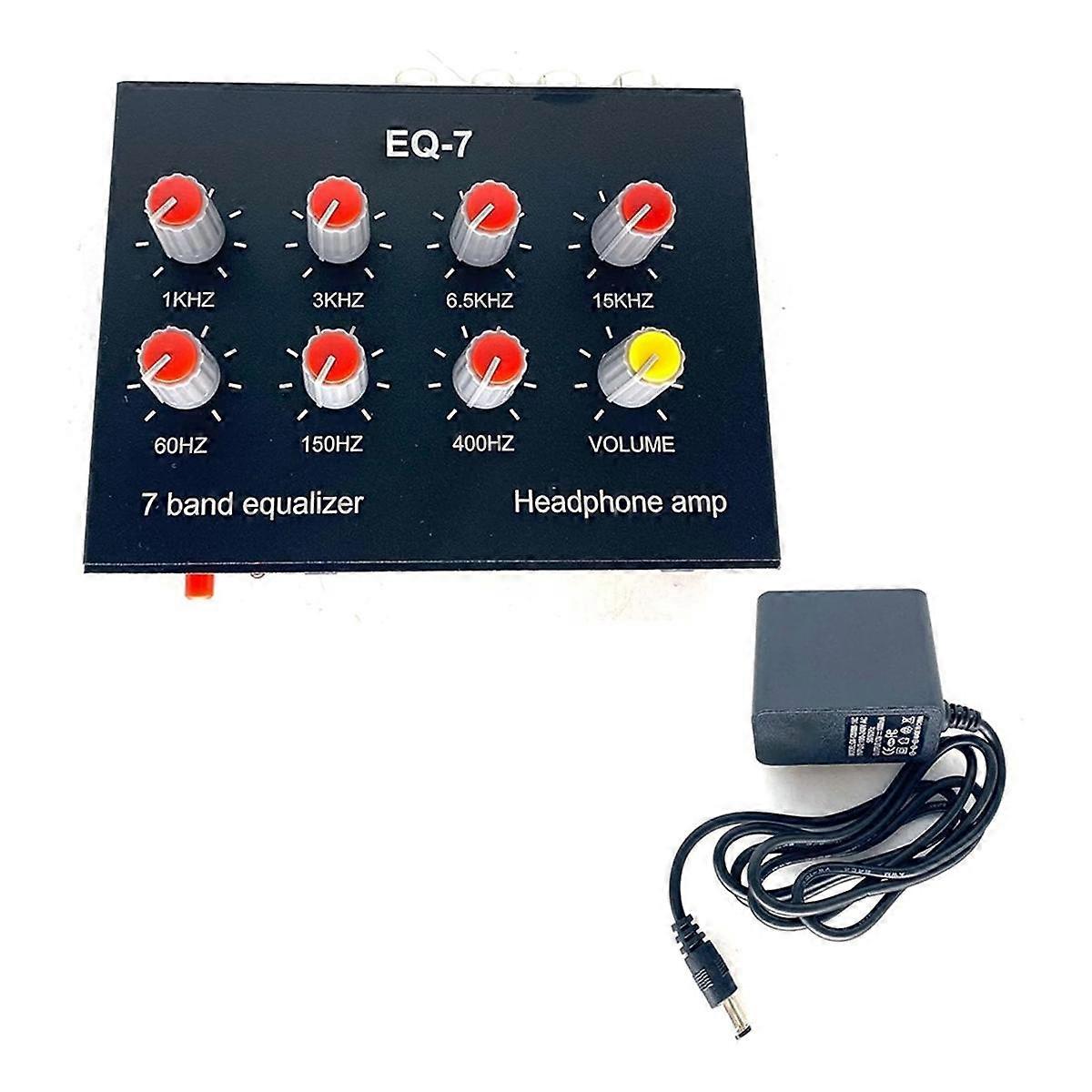 EQ-7 Audio Signal Headset Amplifier 7-Band EQ Equalizer 2 Channel Digital Sound Equalizer +12V Power Adapter US PLUG
